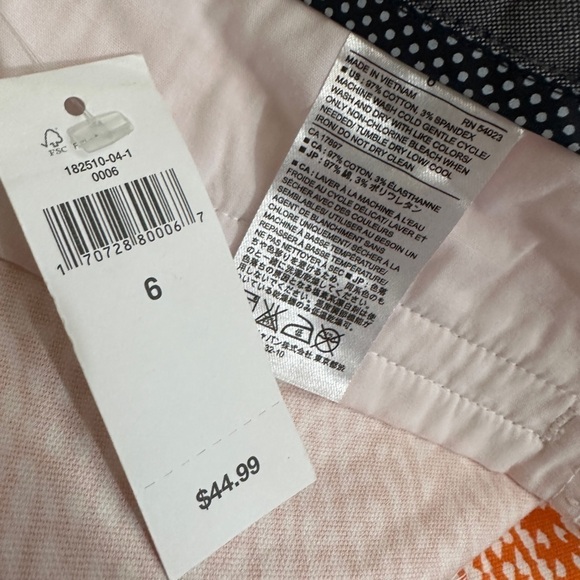 NWT Banana Republic Size 6 Hampton Fit Shorts 3" inseam Tangerine White Print - Picture 5 of 5